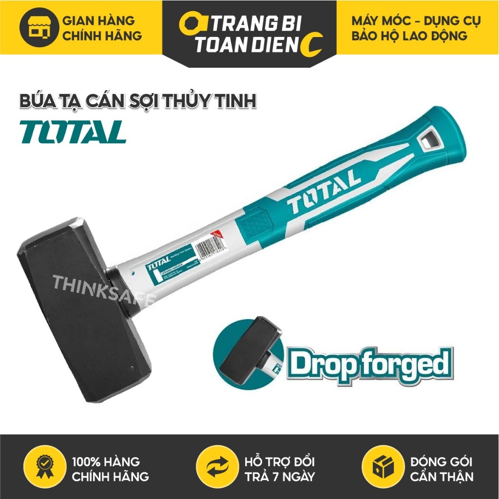 Búa tạ cán sợi thủy tính Total, búa 1000g, 1500g, 5000g, đầu búa rèn thả, búa tạ chịu lực tốt chính 