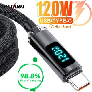 Cáp USB-A sang Type-C 120W - Dây dữ liệu bện Nylon dày - Đa năng cho máy tính bảng điện thoại - Cáp Type-C kép có màn hình kỹ thuật số Led - Dây sạc siêu nhanh 1M 1.5M 2M