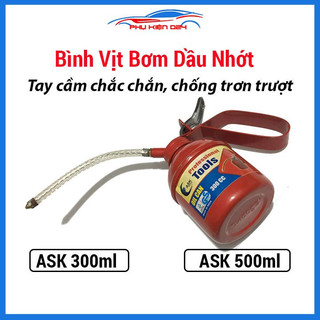 Bình vịt bơm dầu,bơm dầu nhớt - ASK 300ml và 500ml bình sắt vòi mềm,tay cầm chắc chắn chống chơn trượt