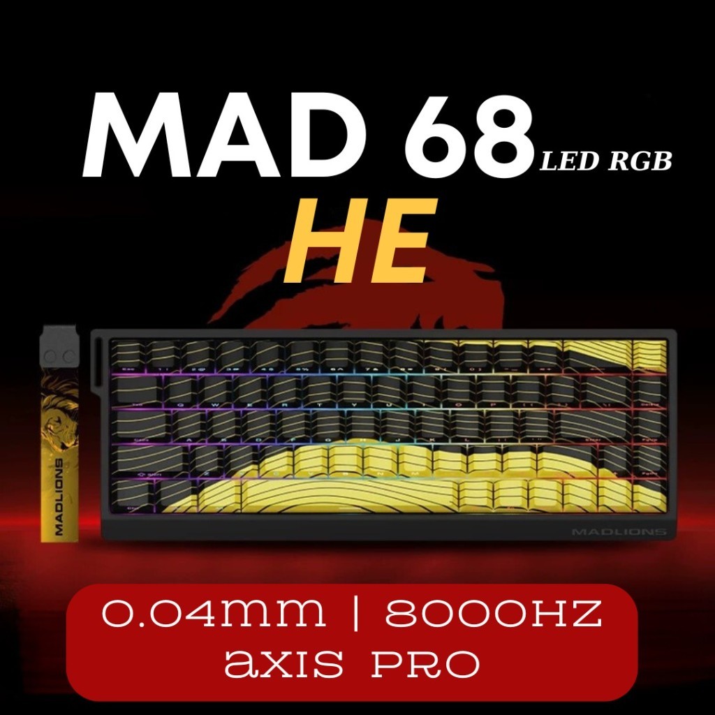 Bàn phím cơ gaming MAD68 Trục Từ Tính Magnetic Switch , Rapid Trigger , Led RGB Có APP , 8K poling Rate - Tặng móc