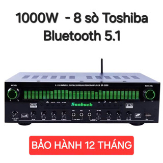 Amply karaoke bluetooth Sunbuck SR 3800 công suất lớn, dải đèn EQ thay đổi 9 kiểu theo sở thích, âm ly, amly
