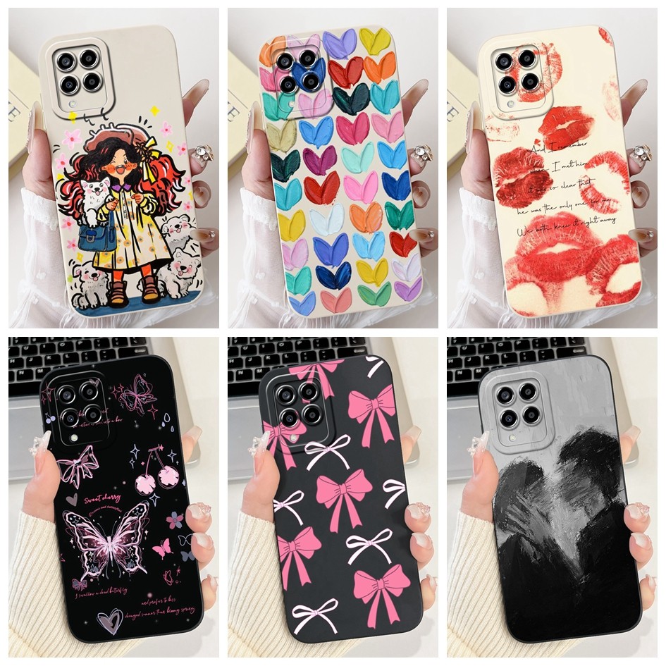 Dành Cho Samsung Galaxy M33 M53 5G Vỏ SM-M336B SM-M536B Vỏ Silicon Nơ Đáng Yêu Graffiti Mềm Dành Cho