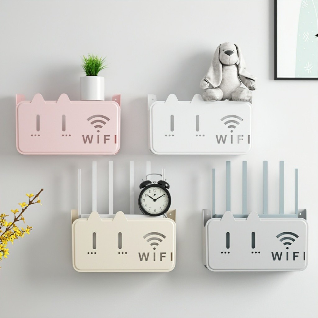Kệ đựng wifi treo tường, Kệ wifi đặt modem, đầu kỹ thuật số, ổ cắm điện, chất liệu nhựa ABS SANEZ