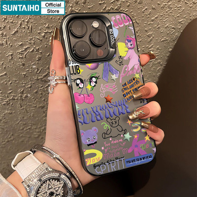Suntaiho Thẩm Mỹ Vỏ Điện Thoại Phong Cách Graffiti Cá Tính Và Hợp Thời Trang Cho iPhone 11 12 13 14 15 16 Pro Max IP TPU Silicone IDM Cứng Cao Cấp Chống Sốc Ốp Lưng