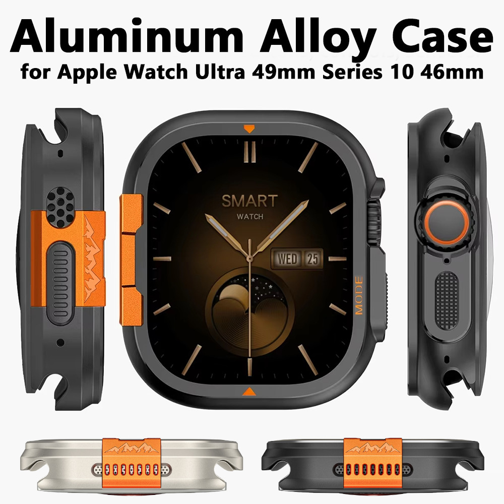 Ốp Lưng Kim Loại Cho IWatch Ultra 2 49mm Vỏ Bảo Vệ Hợp Kim Nhôm Ốp Lưng Khung Cho IWatch Series 10 4