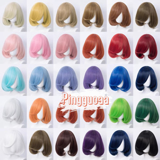  【Manmei 35cm Bob Wig Universal Short Hair Practice Hand Heat Resistant Synthetic Cosplay Wigs 