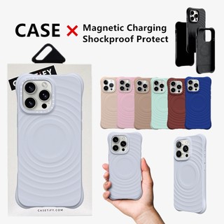  CaseTifg Periwinkle Purple Ripple Vỏ điện thoại từ tính có hộp cho iPhone 13 14 15 16 Pro Max Plus Vỏ silicon lỏng chất lượng cao Chống sốc Matte Chống bẩn Ốp lưng 