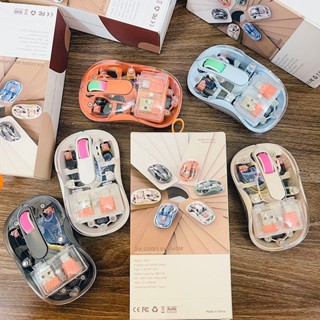  Chuột Silent Bluetooth 3 chế độ TZ-333 Lớp Vỏ Trong Suốt Trang Bị Led RGB Pin 400mah Cho Điện Thoại Laptop 