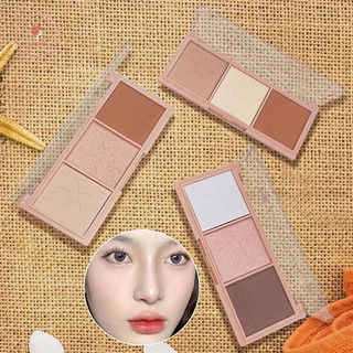 Aacar Ba Màu Điểm Nổi Bật Bảng Mặt Matte Shadow Lasg Glow Brighten Contour Shimmer Powder 3D Mũi Mỹ Phẩm Dụng Cụ Trang Điểm *