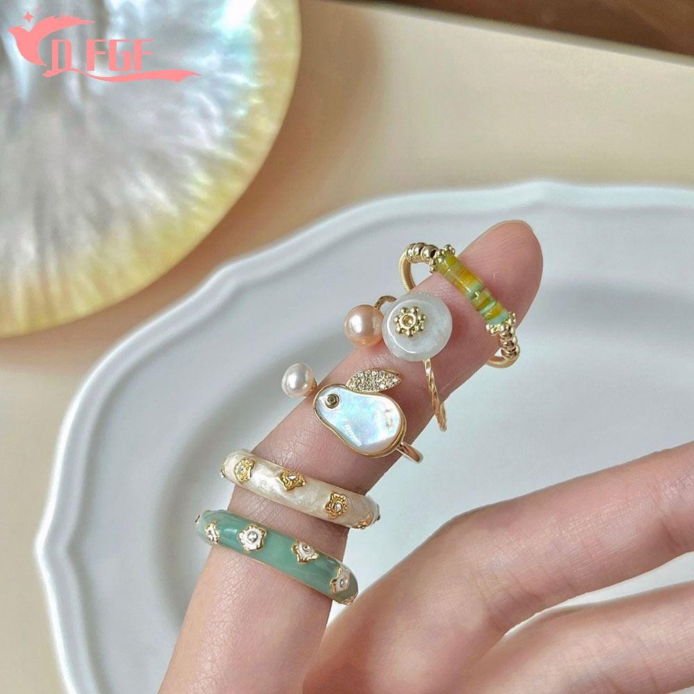 Dfgf Cuff Ring, Nhẫn đeo tay thiết kế thỏ khí chất ngọt ngào, Nhẫn mở kim cương giả thanh lịch có thể điều chỉnh cá tính dành cho nữ