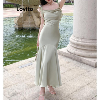 Đầm Lovito màu trơn phong cách thanh lịch thời trang cho nữ LNE65500