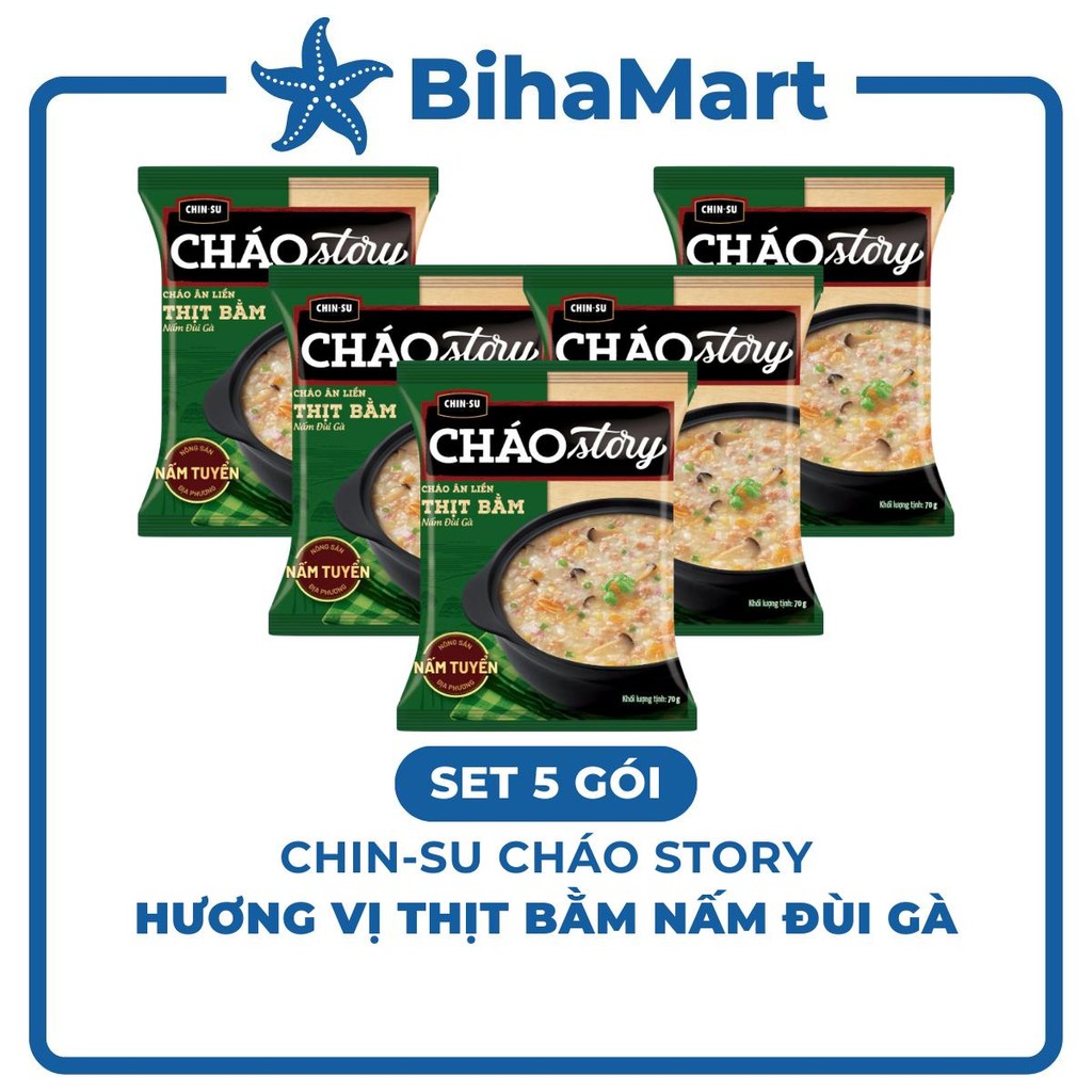 [SET5GÓI]- MASAN - Cháo Story Chinsu Thịt bằm nấm đùi gà, Cháo Story Chinsu vị Thịt bằm, Cháo gói Ch