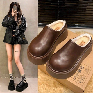   HÀNG SẴN  Giày Sục DÉP SỤC NỮ DA TRƠN đế cao 7CM bản QCCC  Lót lông chất đẹp 