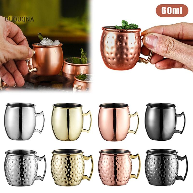GUOUQNA 60ml Cốc Cocktail bia bằng thép không gỉ Mini Moscow Mule Mug. GUOUqna