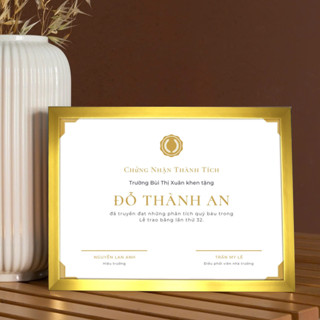 Khung Ảnh - Khung Bằng Khen 21x30cm(A4)/ 25x35cm(B4)/30x42cm(A3) - Khung Vàng, Mặt Mica Treo Tường Để Bàn