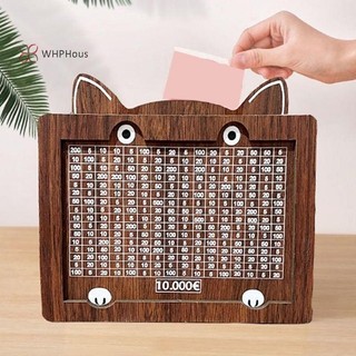 < WHPHous-t > 1 Ngân hàng lưu trữ tiền bằng gỗ có thể tái sử dụng với mục tiêu Hộp tiết kiệm tiền hoạt hình Hộp lưu trữ tiền xu cho người lớn và trẻ em