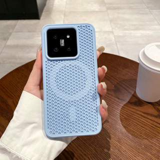  Sang trọng Matte Slim Hollow tản nhiệt từ trường hợp điện thoại cho Xiaomi 15 Pro 14 Pro 13 14 Redmi K70 K60 siêu K70 K60 Pro không dây sạc làm mát cứng PC Cover quay lại 