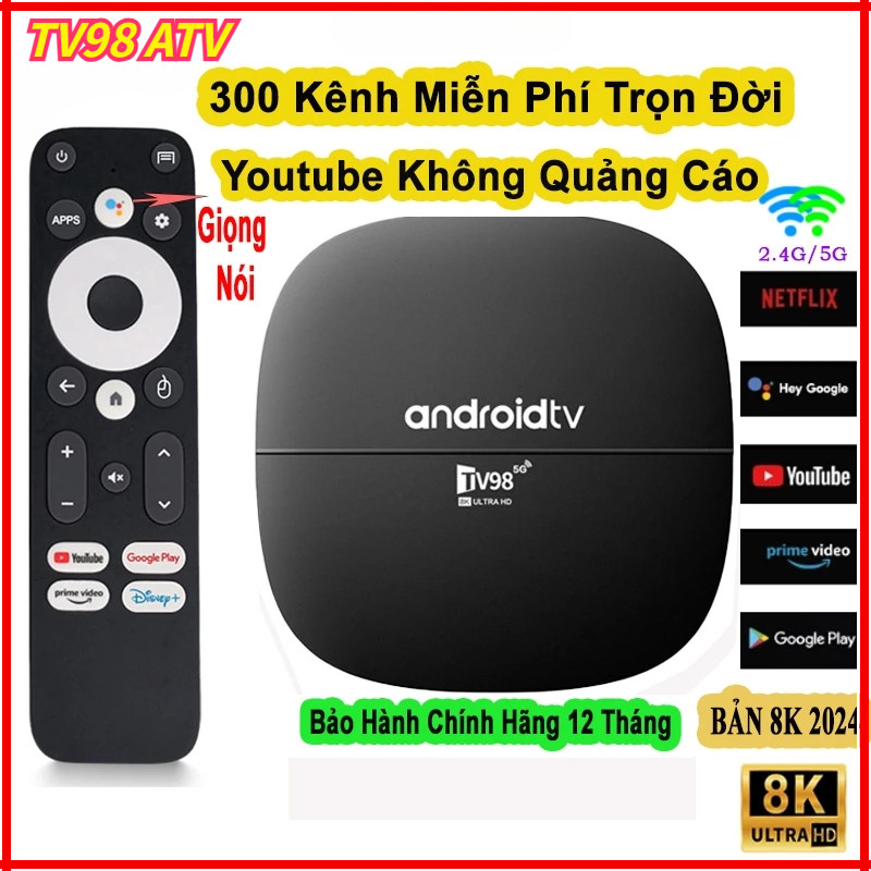 New Android TV Box TV98 Giọng Nói + 300 Kênh Miễn Phí Tiếng Việt Hát Karaoke Xem Phim Xem Bóng Đá