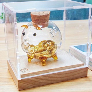 Ngân hàng heo đất thủy tinh có nút chai 2,5cm, 8 * 6,5cm, Bộ hộp quà sang trọng bằng Acrylic (Một bộ có thể chứa một con heo) Hộp tiền trong suốt dễ thương cho đậu & nhẫn Phụ kiện máy tính để bàn sáng tạo