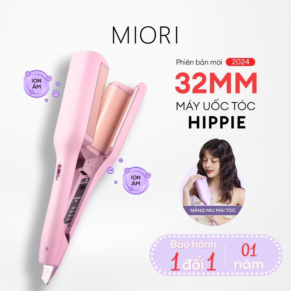 [BH 1 NĂM] Máy Uốn Tóc Sóng Nước Hippie MIORI GlamWave Pro 32MM Phủ Gốm Sứ Tourmaline Ceramic