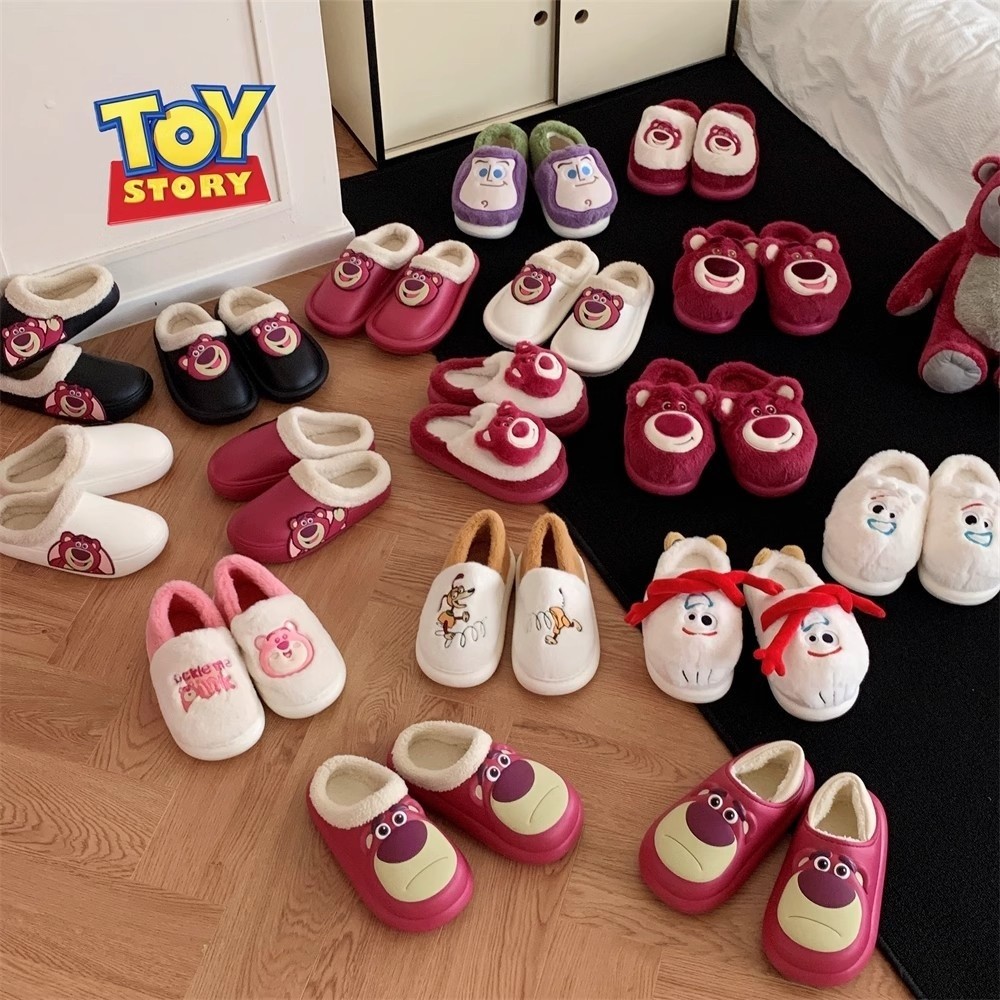 Xixitiao Câu Chuyện Đồ Chơi Gấu Dâu Buzz Lightyear Dễ Thương Chống Trơn Trượt Bông Dép Mùa Đông Nam 