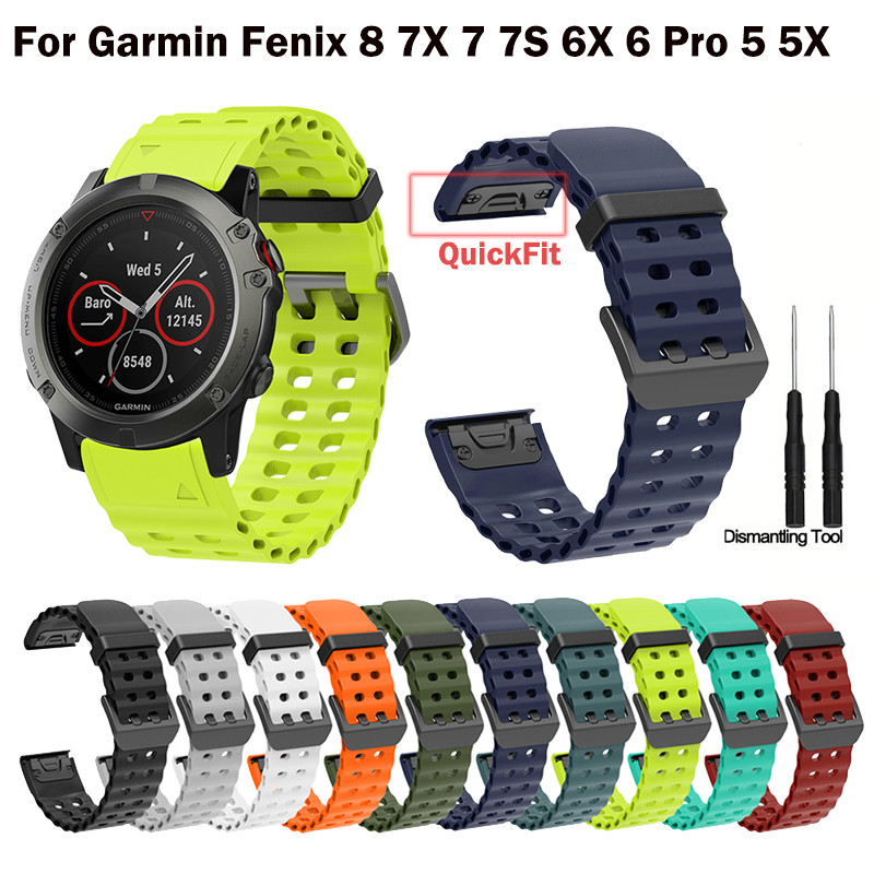 Dây đeo đồng hồ silicon QuickFit 26mm 22mm cho Garmin Band Fenix 8 7X 7 7S 6X 6 Pro 5 5X Epix 2 Fore
