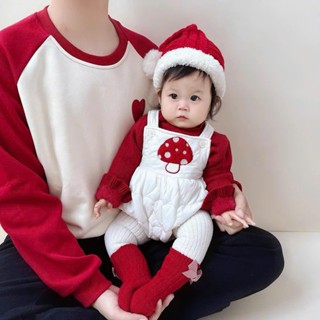    Áo + yếm   Bộ body dài tay Babyshop88vn cho bé trai bé gái M18.12.24-1 Jumpsuit Mẫu Nấm Đỏ 