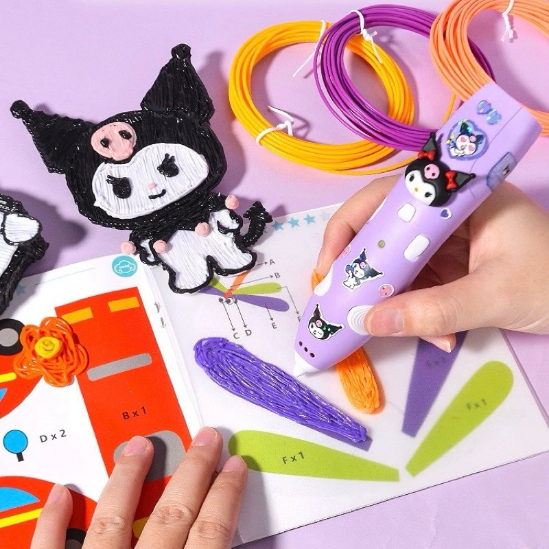 Bộ bút vẽ 3D Pen kuromi melody full phụ kiện kèm sạc kèm dây cho bé, printing Pen full phụ kiện | Li