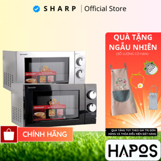 Lò vi sóng Sharp mini 20L Chính hãng, vi ba hâm nóng đồ ăn nhanh không có nướng núm xoay cơ 700W-800W  R-205VN-S - HAPOS