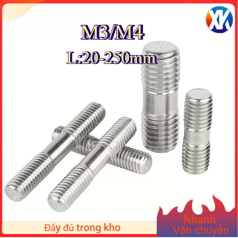 M3 / M4  Bulong 2 đầu ren, Guzong Inox 304 [XK-WDY-1]
