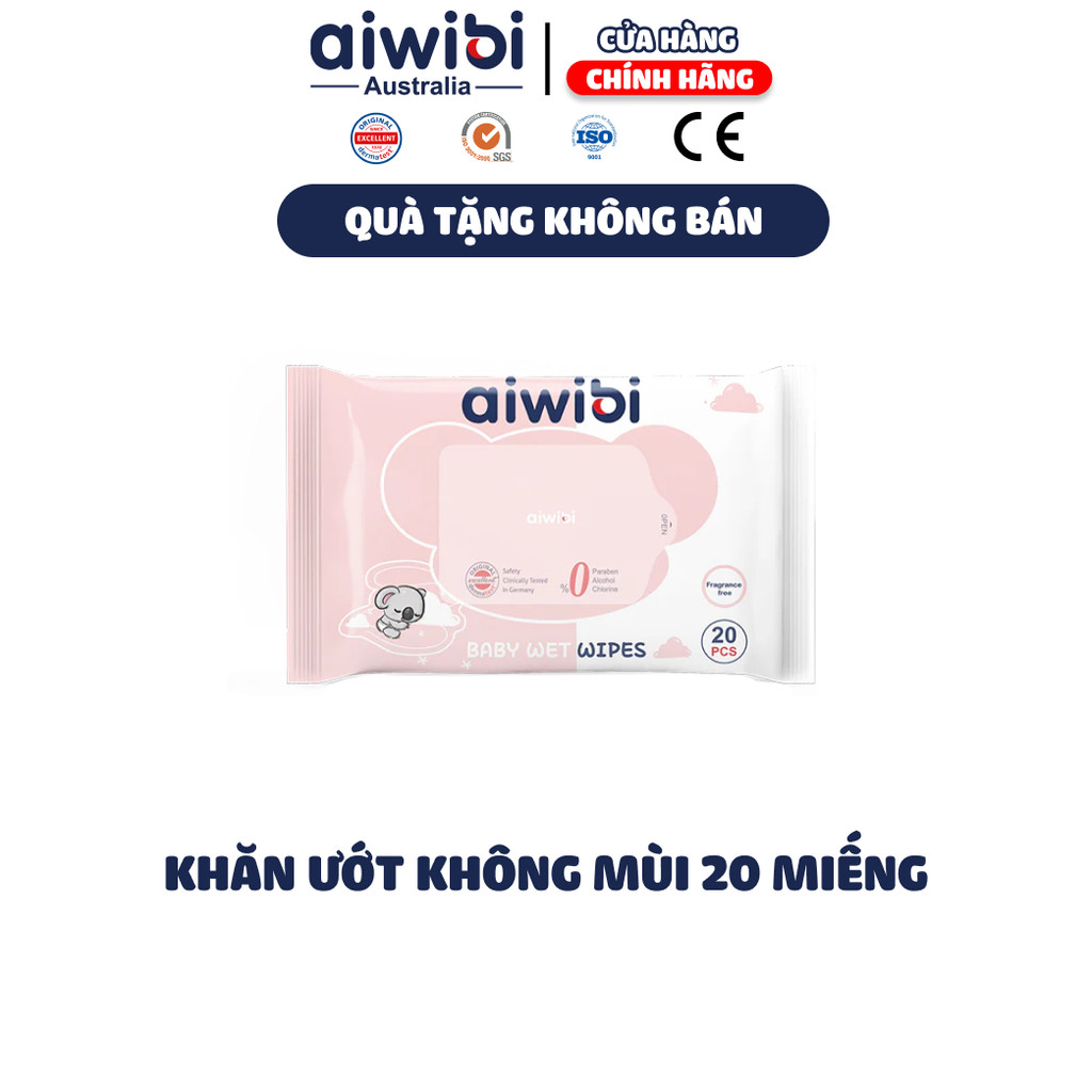 [QUÀ TẶNG] Khăn Ướt Aiwibi Không Mùi 20 Miếng / Gói