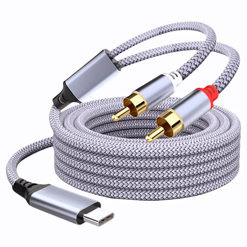 Cáp âm thanh USB C sang RCA Loại C đến 2 Cáp RCA cho bộ khuếch đại loa Bộ chia USB C RCA Y