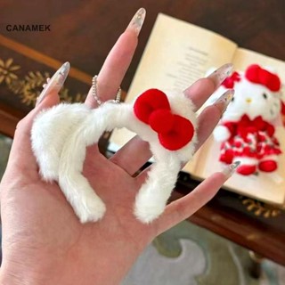 CANAMEK Hello Kitty Nơ Sang Trọng Đồ Chơi Móc Khóa Sanrio KT Mềm Nhồi Bông Búp Bê Mặt Dây Chuyền Xe Chìa Khóa Ba Lô Túi Trang Trí Trẻ Em Quà Tặng CSF
