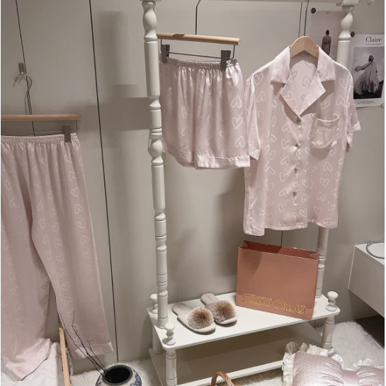 Bộ đồ ngủ lụa mỏng 3 mảnh phong cách Victoria 's Secret dành cho nữ, đồ ngủ lụa băng rộng L53I