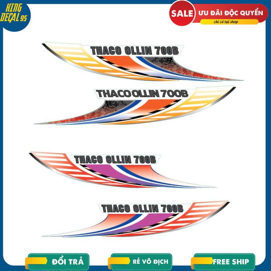 Tem decal dán cánh cửa Thaco ollin 700B, 700C, 198. Tem trang trí xe tải thaco ollin 198 (SL: 1 ĐÔI)