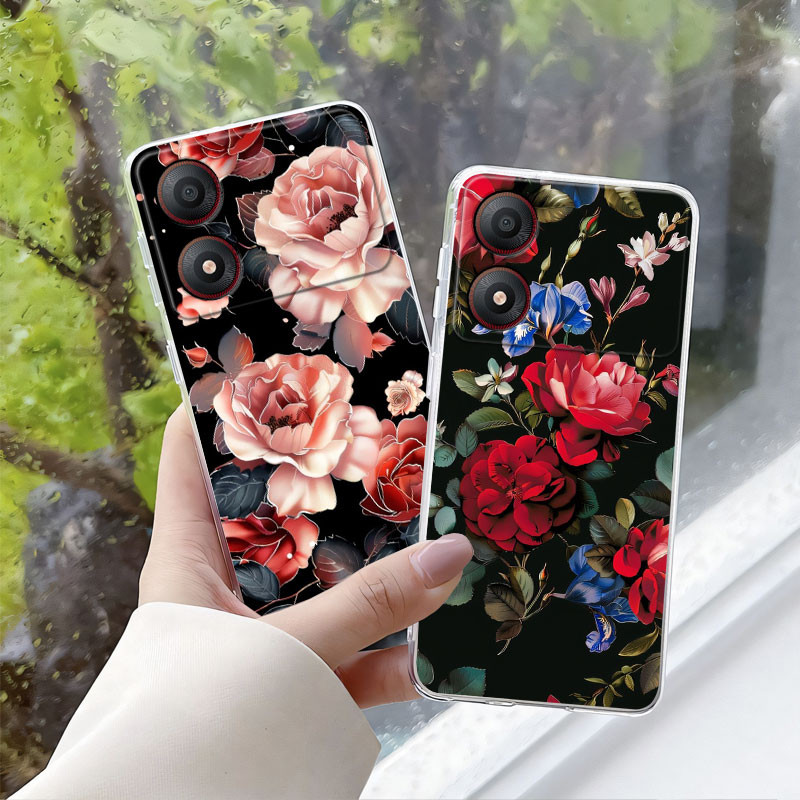 Dành Cho ZTE Blade A35 A34 4G Ốp Lưng Thời Trang Mới Hoa Silicon Mềm TPU Ốp lưng Cho ZTE A34 Ốp Lưng