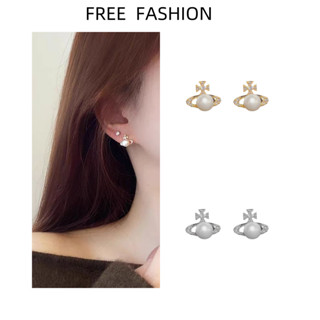  Bông tai ngọc trai Zircon Saturn chất lượng cao Nữ mạ vàng thật Bông tai nhỏ tinh tế 