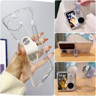 Ốp điện thoại silicon mềm trong suốt mỏng OPPO Find N3 N2 Flip Clear Ring Holder Casing Metal Link Buckle Back Cover