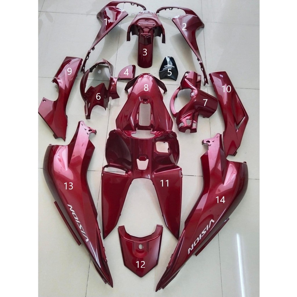 dàn áo vision vs 110 2021 2022 2023 2024 màu đỏ đô ( bán lẻ từng món )