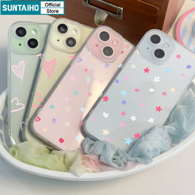 Suntaiho Thẩm Mỹ Họa Tiết Ngôi Sao Tình Yêu Trong Suốt Mờ Dành Cho Iphone 16 15 14 12 13 11 Pro Max IP 7 8 Plus Iphon X Xs XR Xs Max TPU Silicon Mềm Cao Cấp Chống Sốc Ốp điện thoại