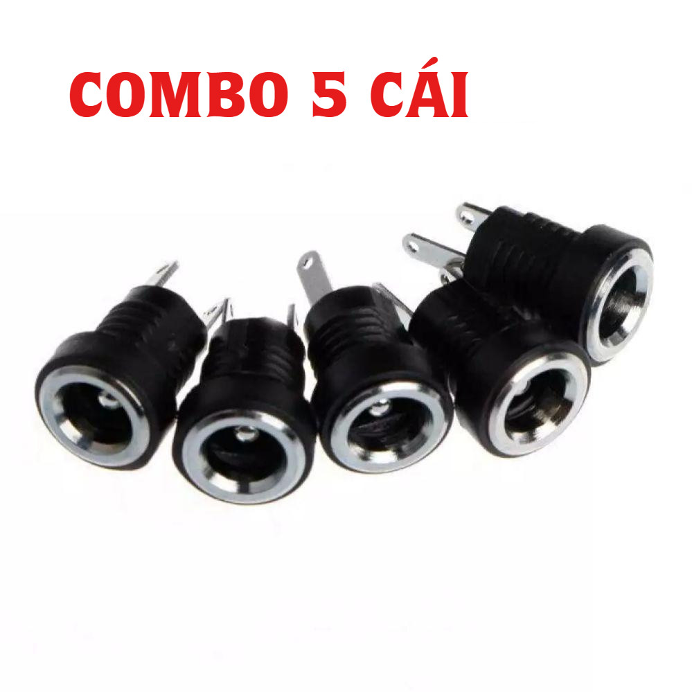 Combo 5 cái - Jack sạc pin 5.5mmx2.1mm, Jack Cái hàn jack sạc pin, kết nối điện... Jack DC có ốc vặn
