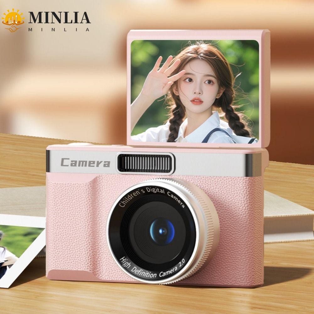 Camera kỹ thuật số MINLIA 1080P HD, Màn hình 2.4 'Máy quay Video chụp ảnh Zoom 8x, Đèn Flash chống rung di động 180°Máy ảnh CCD cấp vào màn hình lật cho người mới bắt đầu