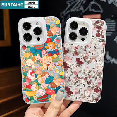 Suntaiho Thanh Lịch Nhiều Màu Sắc Và Trẻ Em Họa Tiết Hoạt Hình Ốp Điện Thoại TPU Trong Suốt Mờ Mềm Chống Sốc Cho iPhone 11 12 13 14 15 16 Pro max IP 7 8 Plus Iphon X Xs XR Xs max