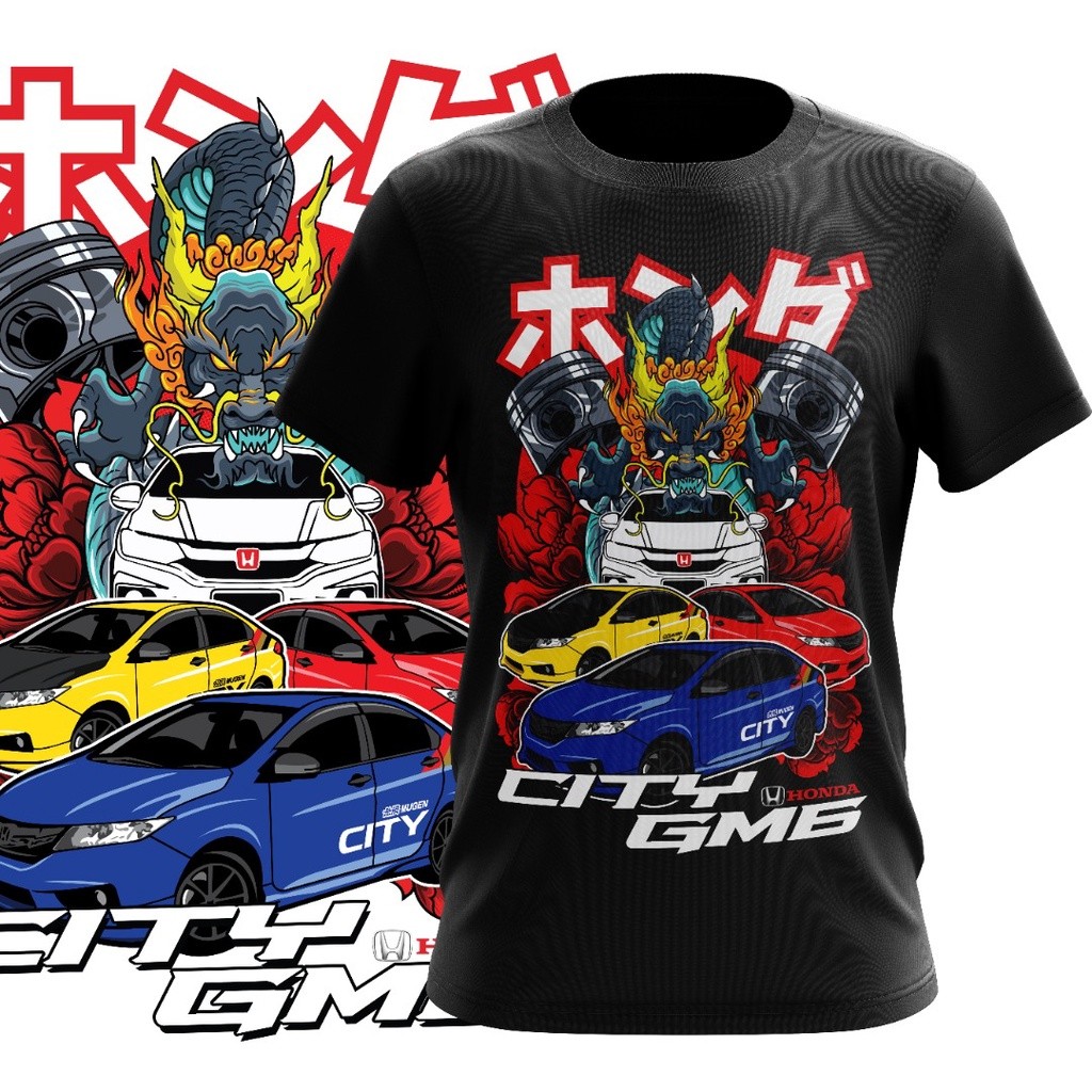 Áo thun ngắn tay cổ tròn thăng hoa Baju Honda City Gm6
