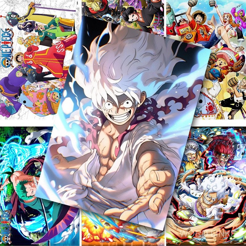 【HÀNG SẴN】 Poster One Piece Sticker tường lớn Anime One Piece Luffy Zoro Tranh treo ngoại vi Sticker