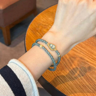  Vòng tay nhiều vòng tinh xảo màu sắc ngọc bích tự nhiên ngọc băng xanh nước hạt nhỏ hình bầu 