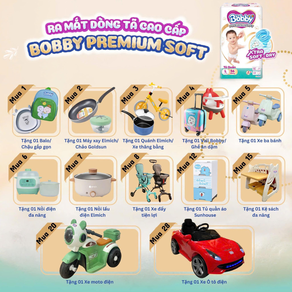 (Quà tặng không bán)Quà tặng khi mua bỉm Bobby Premium Soft