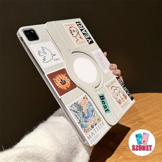 Tai Nạn 360° Ốp lưng máy tính bảng bằng da lật có thể xoay được với nhãn dán thời trang miễn phí cho máy tính bảng Samsung Galaxy A7 Lite A8 A9 + S6 Lite S7 S8 S9 S10 + Plus S9 FE + S7 FE Ultra Case Tab Holder