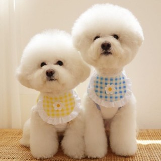 Thú Cưng Nước Bọt Khăn Kẻ Sọc Hoa Ren Phụ Kiện Mèo Yếm Teddy Pomeranian Bichon Chó Yếm