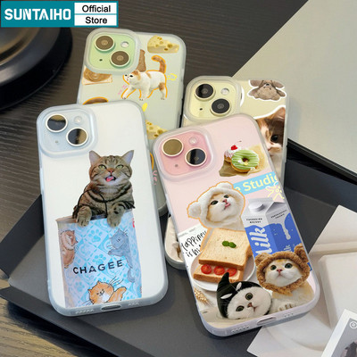Suntaiho Sáng Tạo Chó Mèo Họa Tiết Trong Suốt Mờ Dành Cho Iphone 16 15 14 12 13 11 Pro Max IP 7 8 Plus Iphon X Xs XR Xs Max TPU Silicon Mềm Cao Cấp Chống Sốc Ốp điện thoại